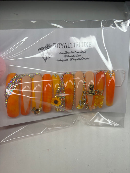 Orange Fanta curved junk nail set