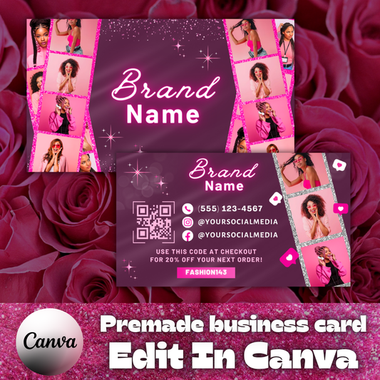 Pink PreMade Business Card